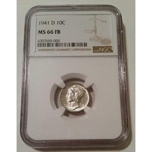 1941 D Mercury Dime MS66 FB NGC